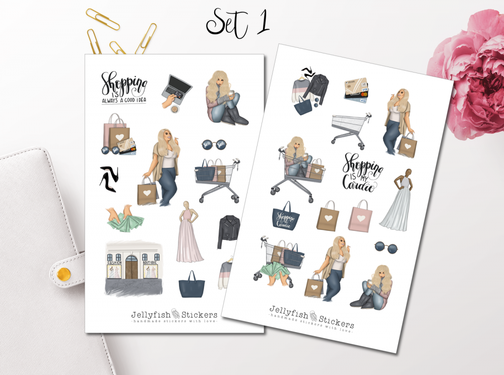 Mädchen Shopping Sticker Set